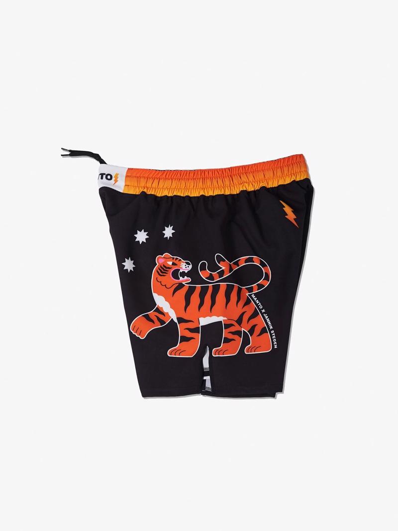 MANTO tigers tail FIGHT SHORTS-black